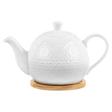 Чайник Elan Gallery "Кружево" на деревянной подставке, 1,1 л Чайник Elan Gallery "Кружево" на деревянной подставке, 1,1 л