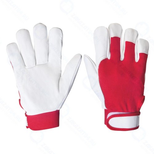 Перчатки рабочие JETA SAFETY кожаные JetaSafety JLE301-8, цв.красный/белый (M)