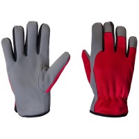 Перчатки рабочие JETA SAFETY трикотажные, искусств.кожа JetaSafety JLE621-9 цв.красный/серый (L)