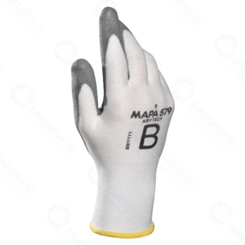 Перчатки текстильные MAPA KryTech 579, полиуретановое покрытие (облив), размер 9 (L), белые