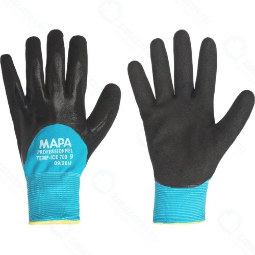Перчатки рабочие Mapa TempIce 700 хб с неполным двойным нитриловым покрытием утепленные (размер 10, XL)