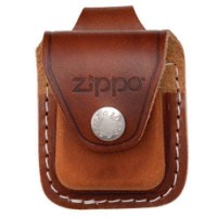 Чехол ZIPPO для широкой зажигалки, кожа, с кожаным фиксатором на ремень, коричневый, 57x30x75 мм