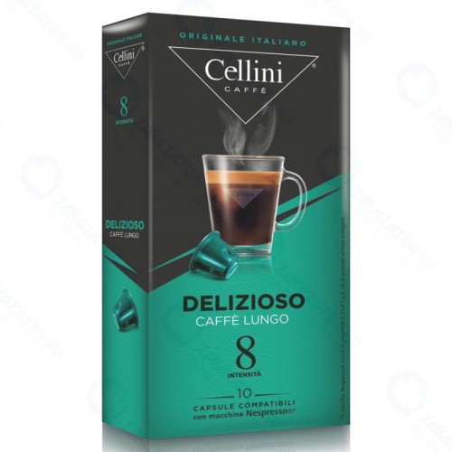 Кофе в капсулах CELLINI DELIZIOSO CAFFE' LUNGO для кофемашин Nespresso, 10 шт