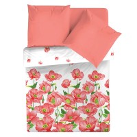 Евро комплект постельного белья Для SNOFF Маки с наволочками 70x70 см, 125772