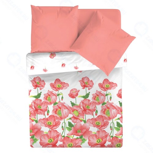 Евро комплект постельного белья Для SNOFF Маки с наволочками 70x70 см, 125772