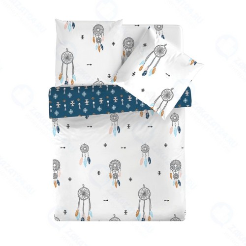Полутораспальный комплект постельного белья Для SNOFF Ловец снов с наволочками 70x70 см синий, 119993
