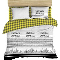 Двуспальный комплект постельного белья Василиса Городские джунгли из поплина, наволочки 70х70