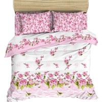 Двуспальный комплект постельного белья Василиса Цветение персика из бязи, наволочки 70х70