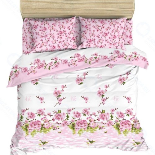 Двуспальный комплект постельного белья Василиса Цветение персика из бязи, наволочки 70х70