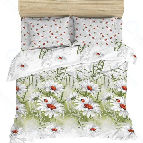 Евро комплект постельного белья Василиса Божьи коровки из бязи, наволочки 70х70 (3753/1-евро)