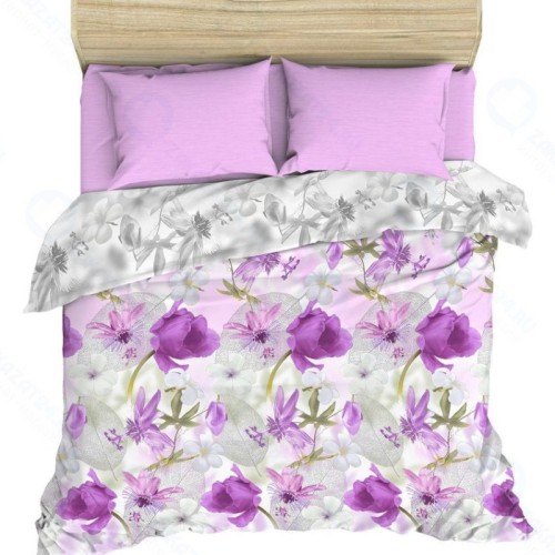 Евро комплект постельного белья Василиса Лиловая дымка из бязи, наволочки 70х70 (7445/1-евро)