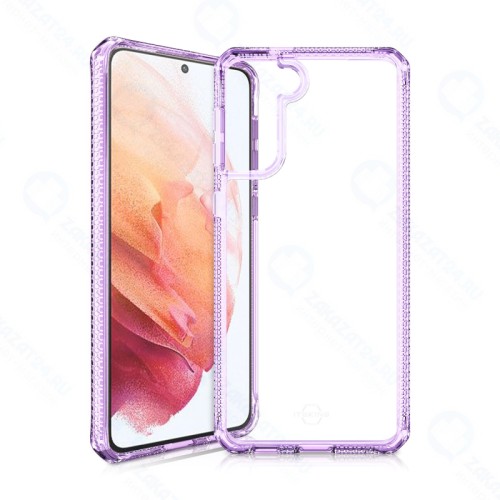 Антибактериальный чехол-накладка ITSKINS HYBRID CLEAR для Samsung Galaxy S21, сиреневый/прозрачный (SG3S-HBMKC-LPTR)