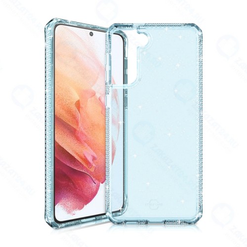 Антибактериальный чехол-накладка ITSKINS HYBRID SPARK для Samsung Galaxy S21, голубой (SG3S-HYSPA-BLUE)