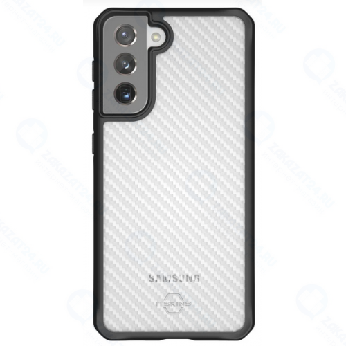 Антибактериальный чехол-накладка ITSKINS HYBRID TEK для Samsung Galaxy S21+ чёрный/прозрачный (SG3P-HBTEK-BKTR)
