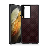 Чехол-накладка противоударный ITSKINS HYBRID CARBON для Samsung Galaxy S21 Ultra, красный