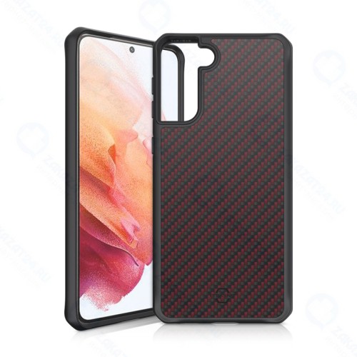 Чехол-накладка противоударный ITSKINS HYBRID CARBON для Samsung Galaxy S21, красный