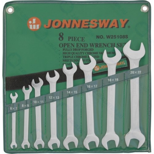 Набор ключей рожковых Jonnesway W25108S 6-22мм, 8 предметов