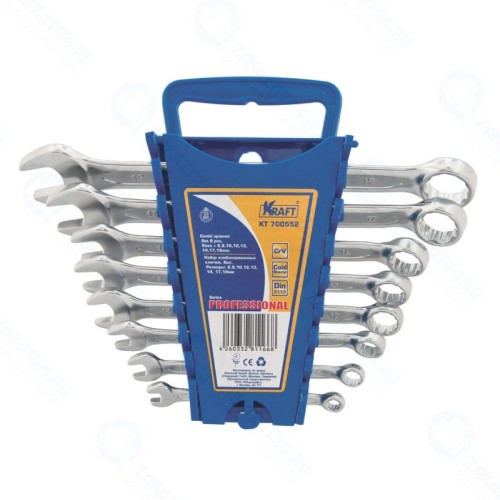 Набор комбинированных ключей KRAFTKT 700552, 6,8,10,12,13,14,17,19мм, 8шт