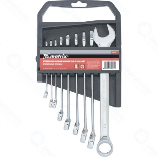 Набор комбинированных ключей MATRIX 15424, 6 - 22 мм, 9 шт., CrV, полированный хром