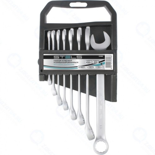 Набор комбинированных ключей STELS 15428, 8 - 19 мм, 8 шт., CrV, матовый хром