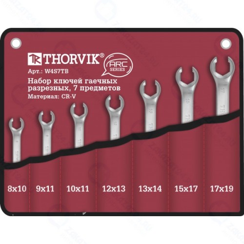 Набор гаечных ключей Thorvik W4S7TB разрезных, в сумке, 8-19 мм, 7 предметов