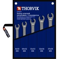 Набор ключей гаечных разрезных Thorvik FNWS005 в сумке, 8-19 мм, 5 предметов