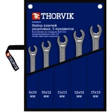 Набор ключей гаечных разрезных Thorvik FNWS005 в сумке, 8-19 мм, 5 предметов Набор ключей гаечных разрезных Thorvik FNWS005 в сумке, 8-19 мм, 5 предметов