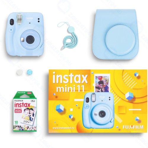 Набор Fujifilm Instax Mini 11 Blue Geometric Set (камера Mini 11 Blue + картридж 10 снимков + чехол)