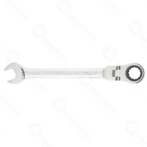 Комбинированный гаечный ключ 17мм, трещотка, CrV, шарнирный, зерк.хром, MATRIX 14869