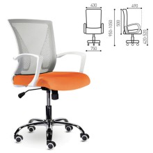 Кресло для персонала BRABIX "Wings MG-306", пластик белый, хром, сетка, серое/оранжевое