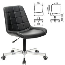Кресло для персонала BRABIX "Deco MG-316", без подлокотников, пятилучие серебристое, экокожа, черное