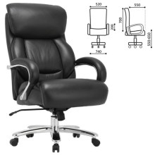 Кресло руководителя BRABIX PREMIUM Pride HD-100, НАГРУЗКА до 250 кг, натуральная кожа, черное.