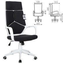 Кресло руководителя BRABIX Prime EX-515, пластик белый, ткань, черное