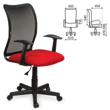 Кресло для персонала BRABIX "Spring MG-307", с подлокотниками, комбинированное красное/черное, TW, 531405