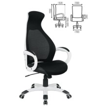 Кресло руководителя Brabix Genesis EX-517, пластик белый, ткань/экокожа/сетка черная