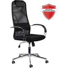 Кресло руководителя BRABIX "Pilot EX-610 CH" premium, хром, ткань-сетка, черное, 532417
