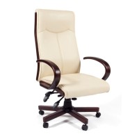 Кресло руководителя Chairman 411 бежевое экопремиум, с деревянными элементами N