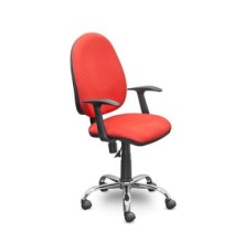 Кресло для персонала Easy Chair 223 PC ткань красная С02, хром