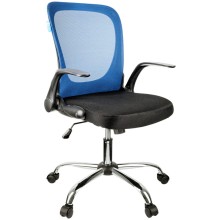 Кресло для персонала Helmi HL-M04 "Active", ткань, спинка сетка синяя/сиденье TW черн, рег.подлокот,хром