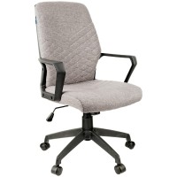 Кресло для персонала Helmi HL-М05 "Ambition", ткань серая, пластик черный, механизм качания