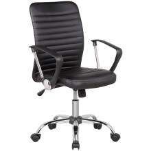 Кресло для персонала Helmi HL-M09 LUX, искусственная кожа черная, механизм качания, хром