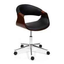 Кресло офисное TETCHAIR BEND (mod. 9035) дерево/металл/экокожа, черный/орех/хром