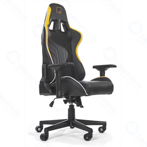 Кресло геймерское WARP Xn чёрно-жёлтое (экокожа, алькантара, регулируемый угол наклона, механизм качания)