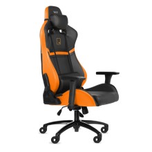 Кресло геймерское WARP Gr чёрно-оранжевое (экокожа, алькантара, регулируемый угол наклона, механизм качания)