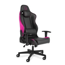 Кресло геймерское WARP Sg чёрно-розовое (экокожа, алькантара, регулируемый угол наклона, механизм качания)