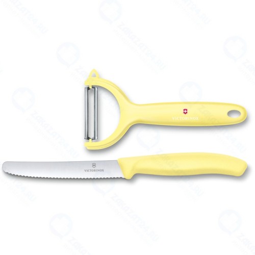 Набор из 2 ножей VICTORINOX Swiss Classic: нож для томатов и столовый нож 11 см, жёлтый