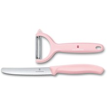 Набор из 2 ножей VICTORINOX Swiss Classic: нож для томатов и столовый нож 11 см, розовый