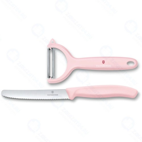 Набор из 2 ножей VICTORINOX Swiss Classic: нож для томатов и столовый нож 11 см, розовый