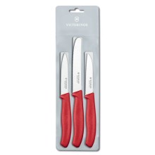 Набор ножей VICTORINOX Swiss Classic, красная рукоять, 3 предмета