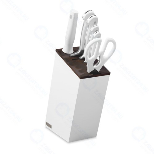 Набор кухонных ножей WUESTHOF серия White Classic 4 ножа+ кухонные ножницы + мусат в подставке